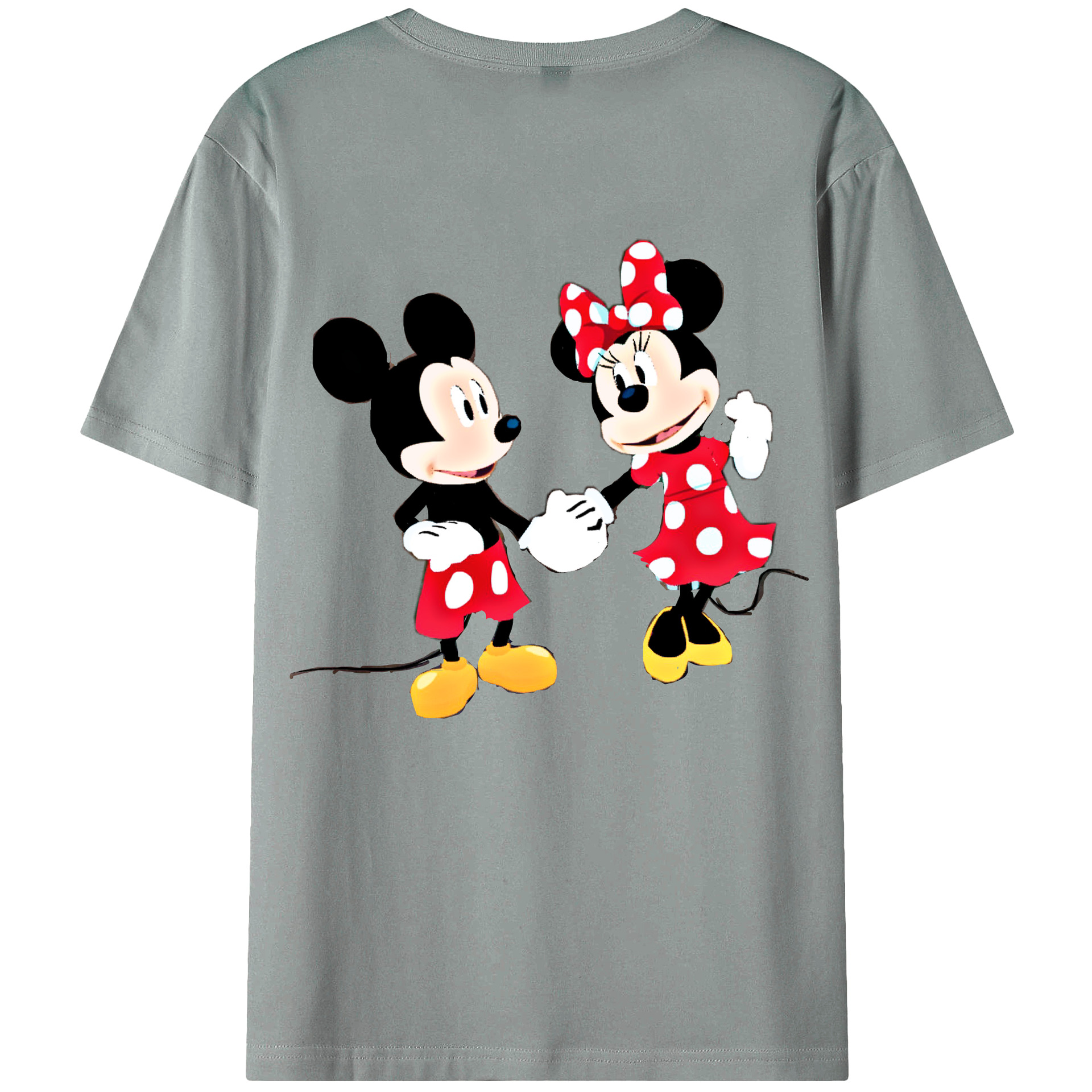 ミッキーマウス Mickey Mouse 綿100％ メンズ半袖Tシャツ（バックプリント） 通気性